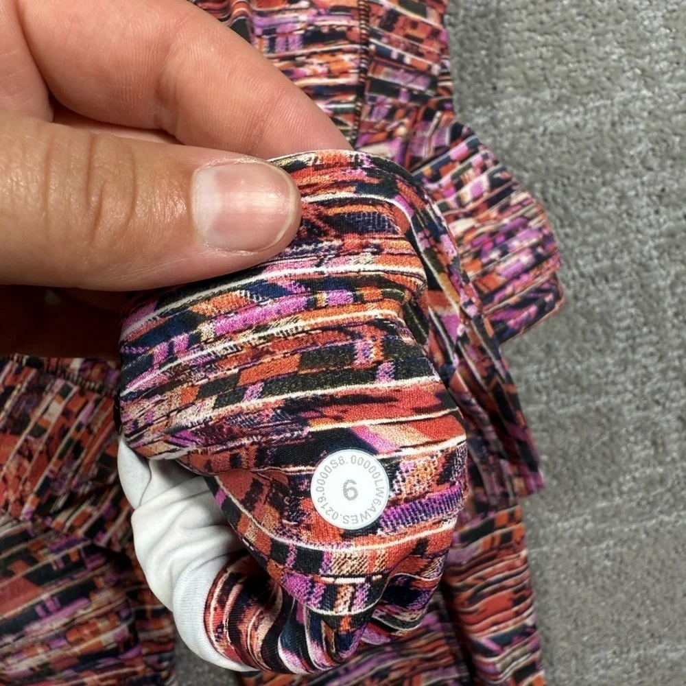 Lululemon Fast and Free Tight II Nulux Flash Pleat Orange Multi Sz 6